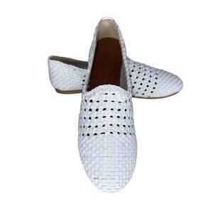 NWOB For Love & Lemons White Braided Woven Leather Flats Loafers Shoes Size 8